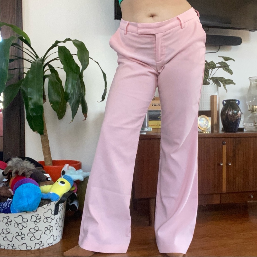 Vintage 90s Solid Pastel Pink Wide Leg Pants